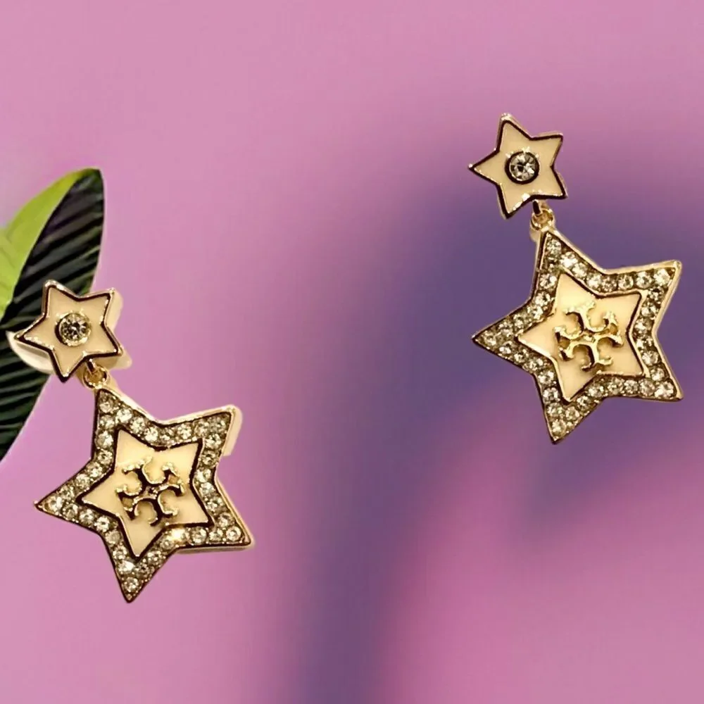 TORY BURCH STAR DANGLE GOLD EARRINGS